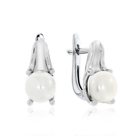 Серьги из серебра с жемчугом со скидкой