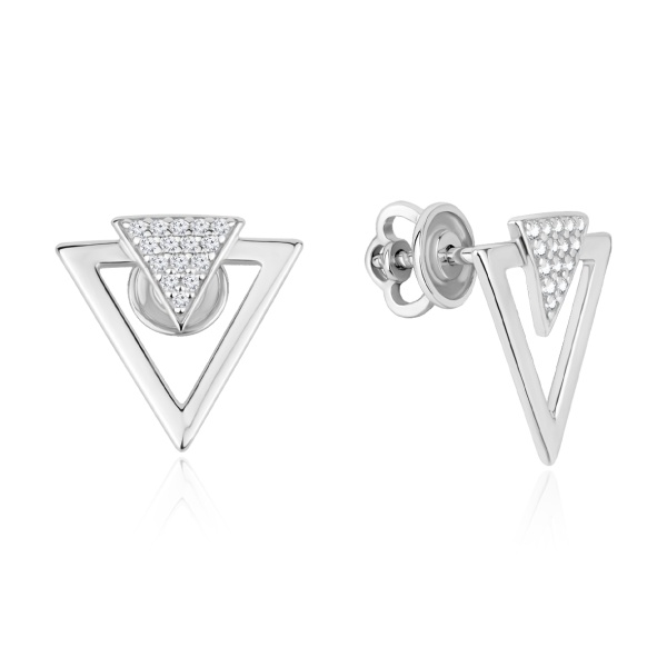 Пусеты из серебра с фианитами в ювелирном интернет-магазине