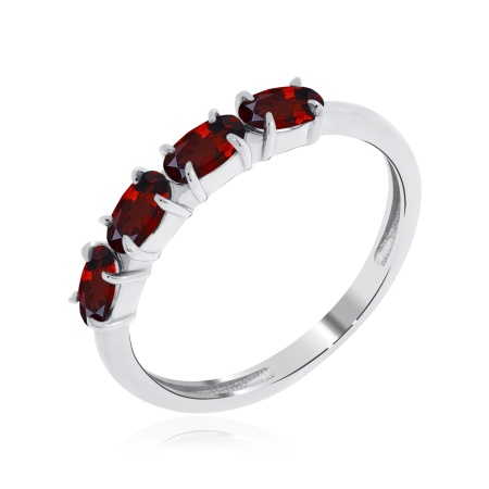 Кольцо из серебра с гранатами со скидкой