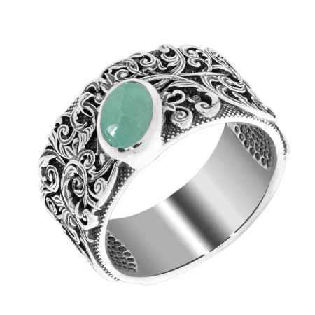 Купить кольцо из серебра с авантюрином в интернет-магазине KRASNOE