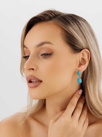 Серьги из серебра с бирюзой (имитация из природного материала)