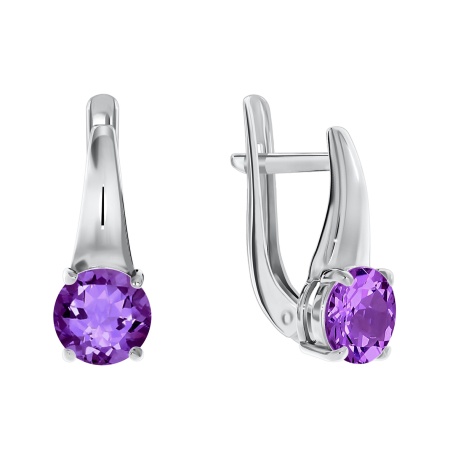 Серьги из серебра с аметистами 2340060254 от KRASNOE, металл Серебро, вставка Фианит