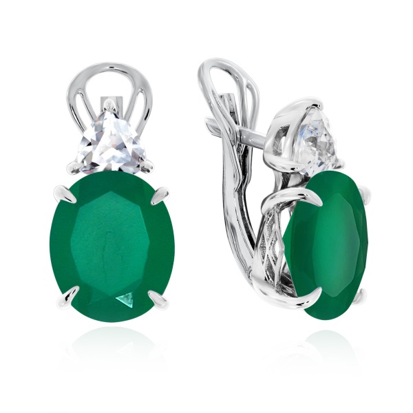 Серьги из серебра с агатами и фианитами со скидкой