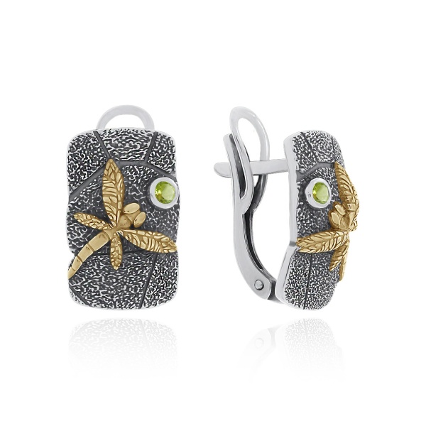 Серьги из серебра с ситаллами 2317881768-65 от KRASNOE, металл Серебро, вставка Ситалл