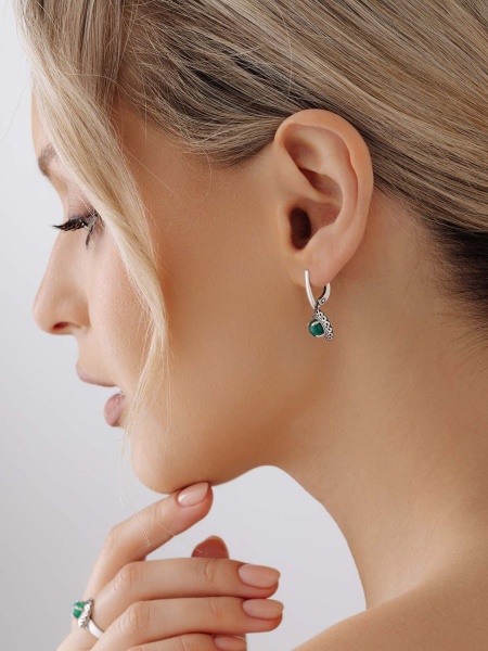 Серьги из серебра с агатом
