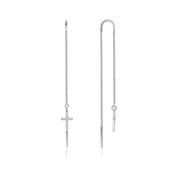 Серьги из серебра с фианитами 2340201628л-6-6 от KRASNOE, металл Серебро, вставка Фианит