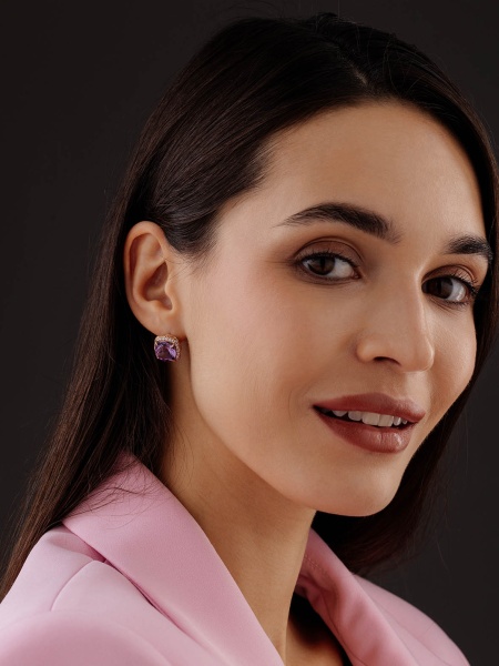 Серьги из серебра с аметист со скидкой