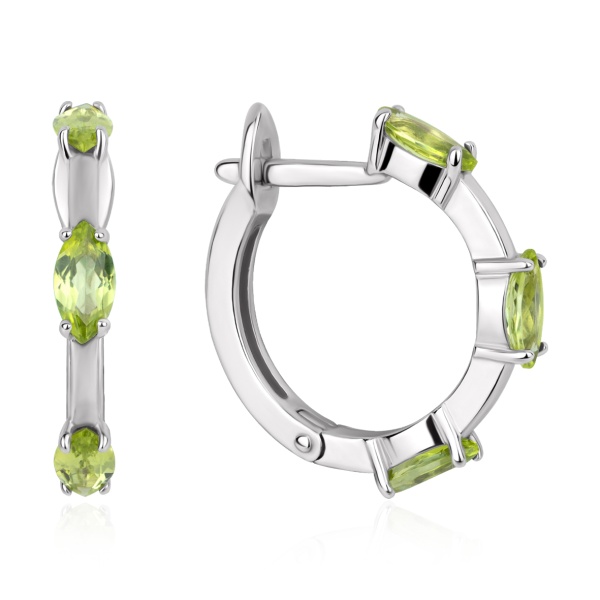 Серьги из серебра с хризолитом