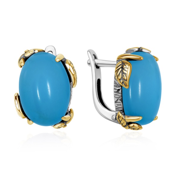 Серьги из серебра с бирюзой 2317Б25327 от KRASNOE, металл Серебро, вставка Бирюза