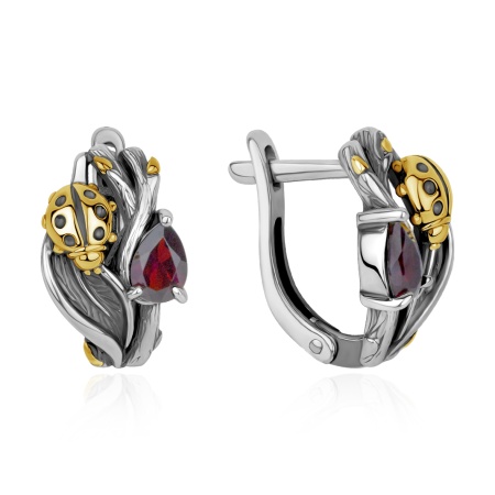 Серьги из серебра с гранатами