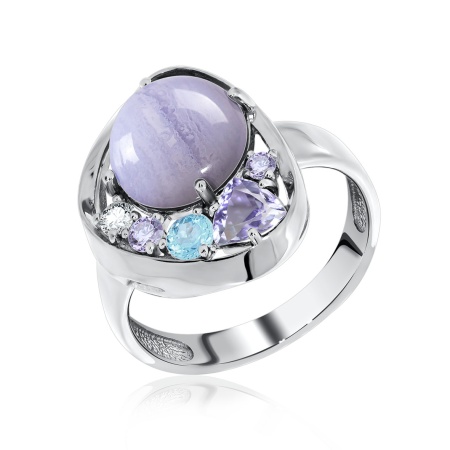 Купить кольцо из серебра с агатом, ситаллом и фианитами в интернет-магазине KRASNOE