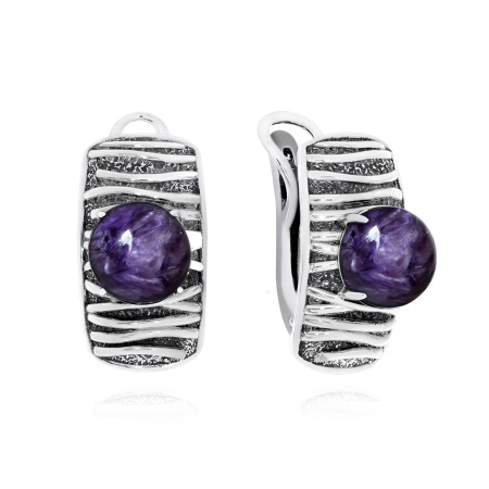 Серьги из серебра 2310461752 от KRASNOE, металл Серебро, вставка Чароит