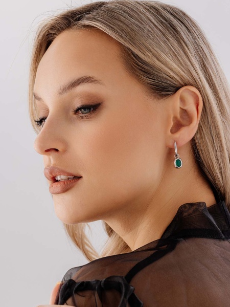 Серьги из серебра с агатами 2340390365-60 от KRASNOE, металл Серебро, вставка Агат