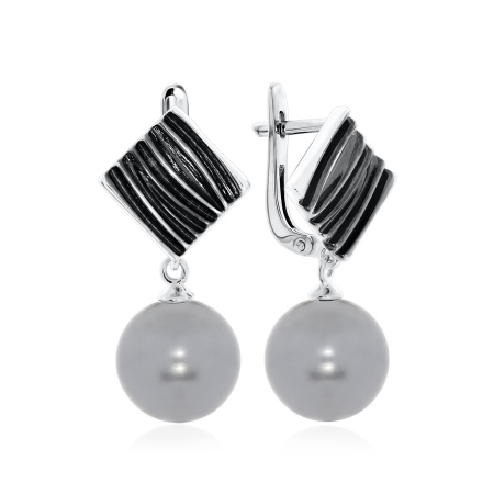 Серьги из серебра с жемчугом 2348241397-21 от KRASNOE, металл Серебро, вставка Жемчуг Имитация