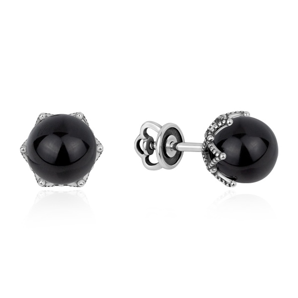 Пусеты из серебра с агатами в ювелирном интернет-магазине