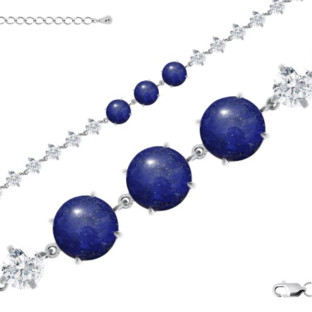 Купить браслет из серебра с лазуритами и фианитами