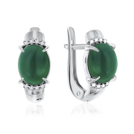 Серьги из серебра с агатами и фианитами