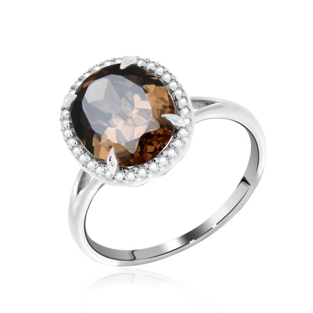 Купить кольцо из серебра с топазом и фианитами в интернет-магазине KRASNOE