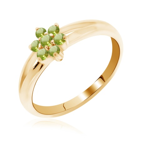 Кольцо из серебра с хризолитами со скидкой