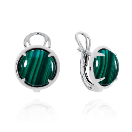 Серьги из серебра с малахитами