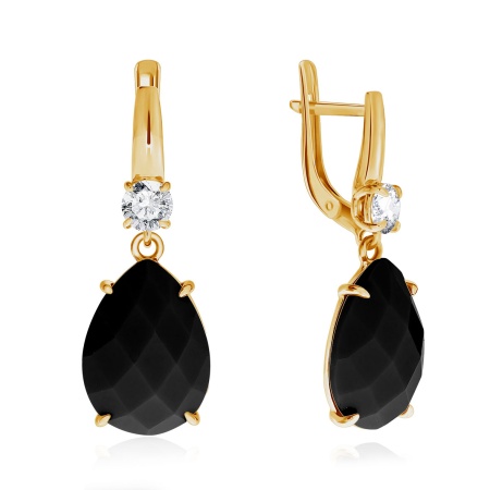 Серьги из серебра с агатами и фианитами