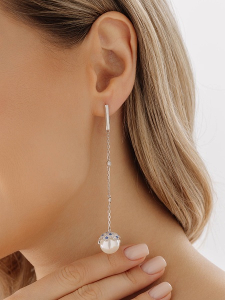 Серьги из серебра с жемчугом со скидкой