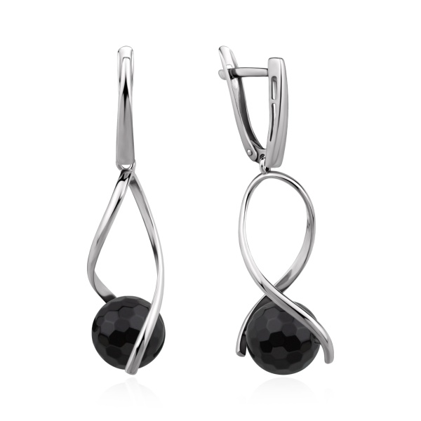 Серьги из серебра с ониксами в ювелирном интернет-магазине