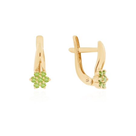 Серьги из серебра с хризолитами со скидкой