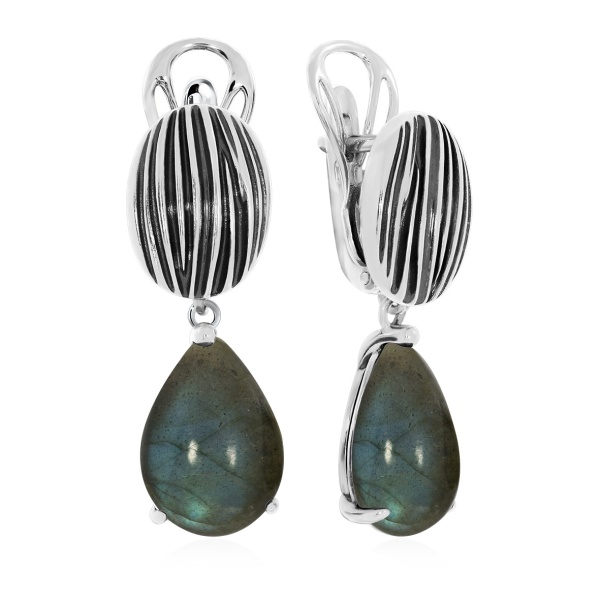 Серьги из серебра с лабрадоритами 2310Л01374 от KRASNOE, металл Серебро, вставка Лабрадорит