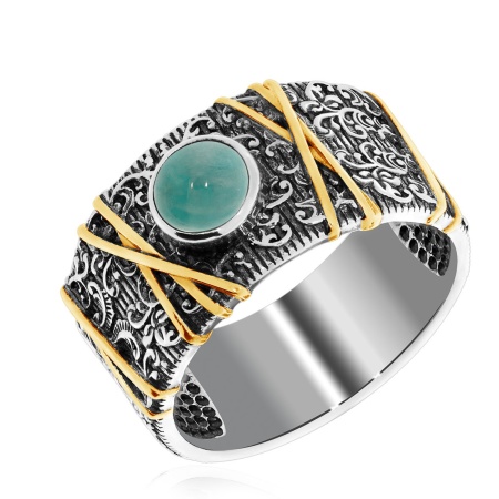 Купить кольцо из серебра с амазонитом в интернет-магазине KRASNOE