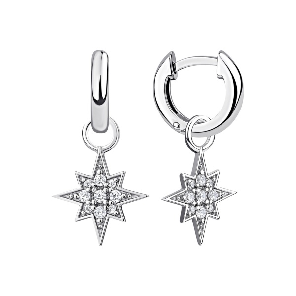 Серьги из серебра с фианитами