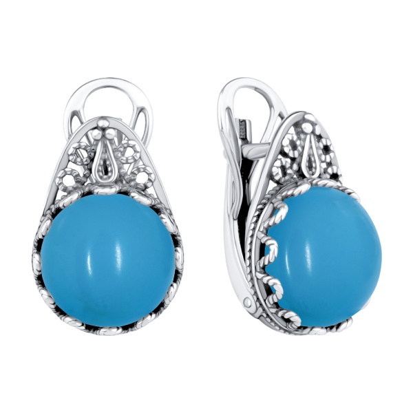 Серьги из серебра с бирюзой 2310Б25777 от KRASNOE, металл Серебро, вставка Бирюза i