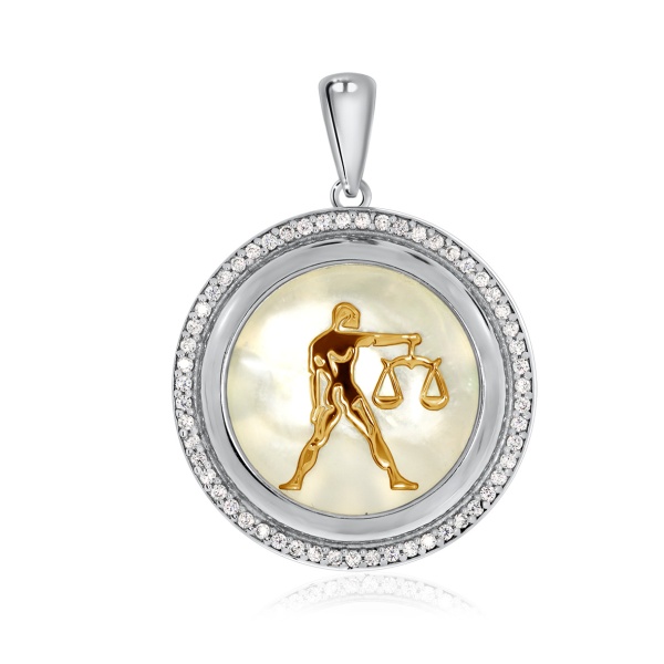 Купить подвеска из серебра с перламутром и фианитами