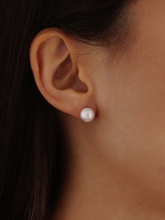 Пусеты из серебра с жемчугом 2340241685 от KRASNOE, металл Серебро, вставка Жемчуг Имитация