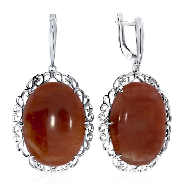 Серьги из серебра с халцедонами 2340605143-30 от KRASNOE, металл Серебро, вставка Халцедон