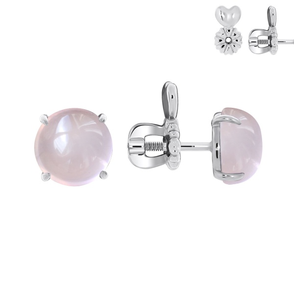 Пусеты из серебра с кварцем