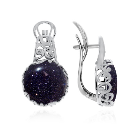 Серьги из серебра с авантюрином 2310360934-80 от KRASNOE, металл Серебро, вставка Авантюрин Синт.