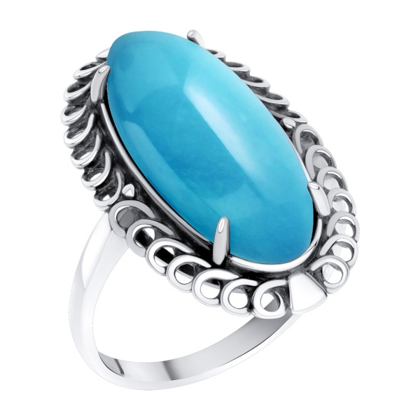 Купить кольцо из серебра с бирюзой в интернет-магазине KRASNOE