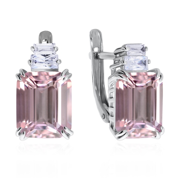 Серьги из серебра с ситаллами и фианитами 2340880224-36 от KRASNOE, металл Серебро, вставка Фианит