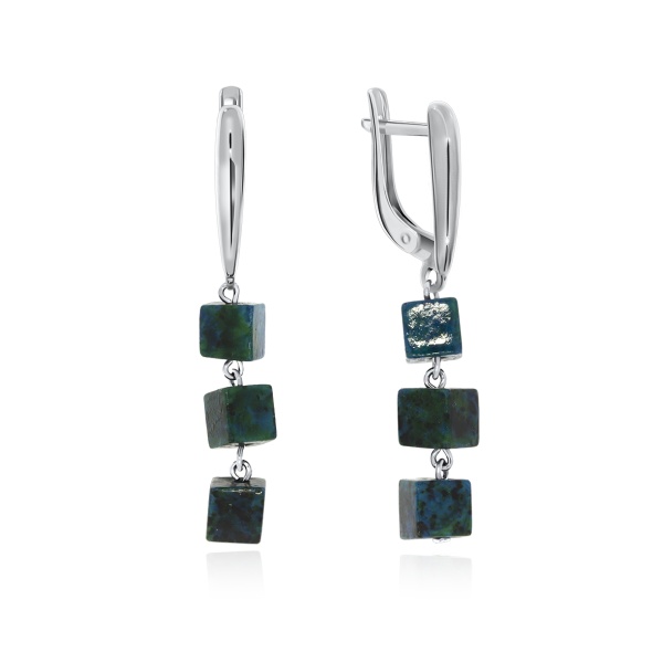 Серьги из серебра с хризоколлаами