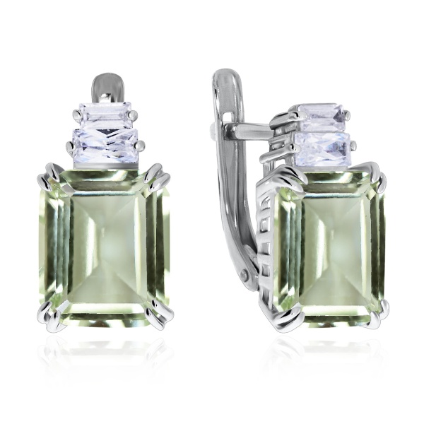 Серьги из серебра с кристалл ювелирныйами и фианитами со скидкой