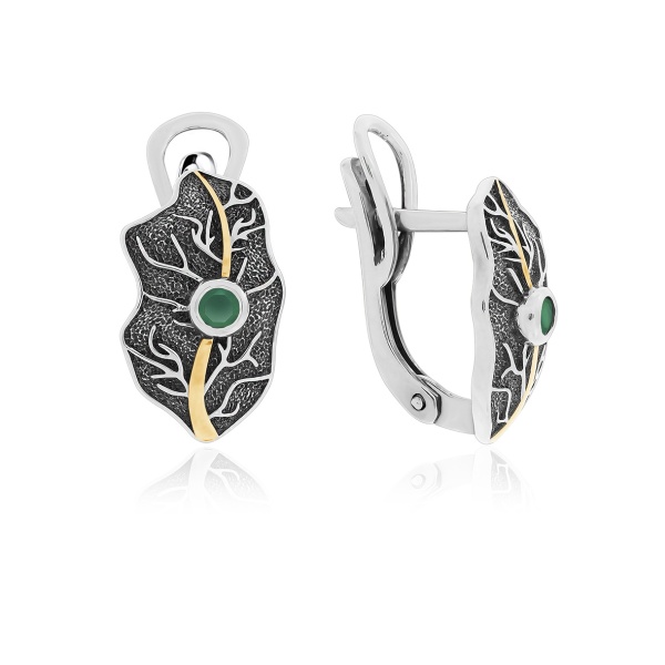 Серьги из серебра с агатом