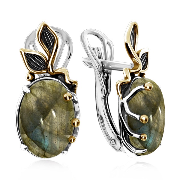 Серьги из серебра с лабрадоритами