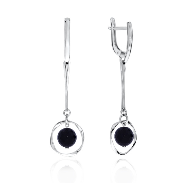 Серьги из серебра с ониксами Серьги из серебра с ониксами