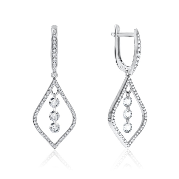 Серьги из серебра с фианитами 2340200765л от KRASNOE, металл Серебро, вставка Фианит Серьги из серебра с фианитами 2340200765л от KRASNOE, металл Серебро, вставка Фианит