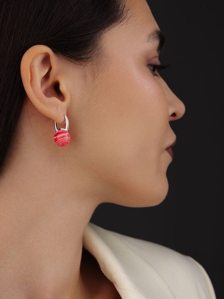 Серьги из серебра с родохрозитом