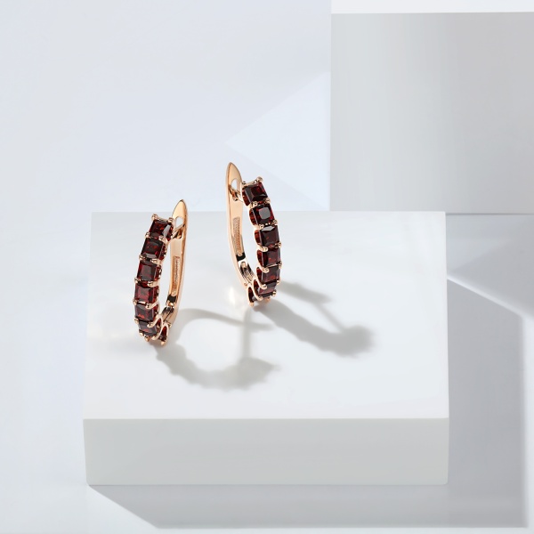 Серьги из золота с гранатами Love Story 2100152755 от KRASNOE, металл Золото, вставка Гранат