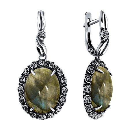 Серьги из серебра с лабрадоритами 2310Л05173 от KRASNOE, металл Серебро, вставка Лабрадорит