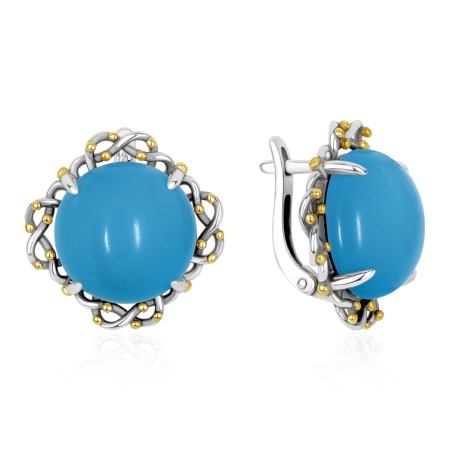 Серьги из серебра с бирюзой 2317Б25326 от KRASNOE, металл Серебро, вставка Бирюза