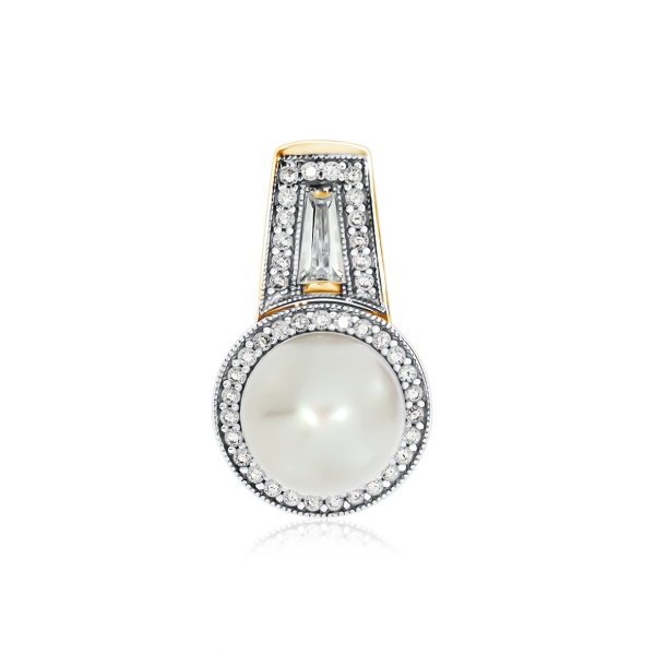 Купить подвеска из серебра с жемчугом и фианитами